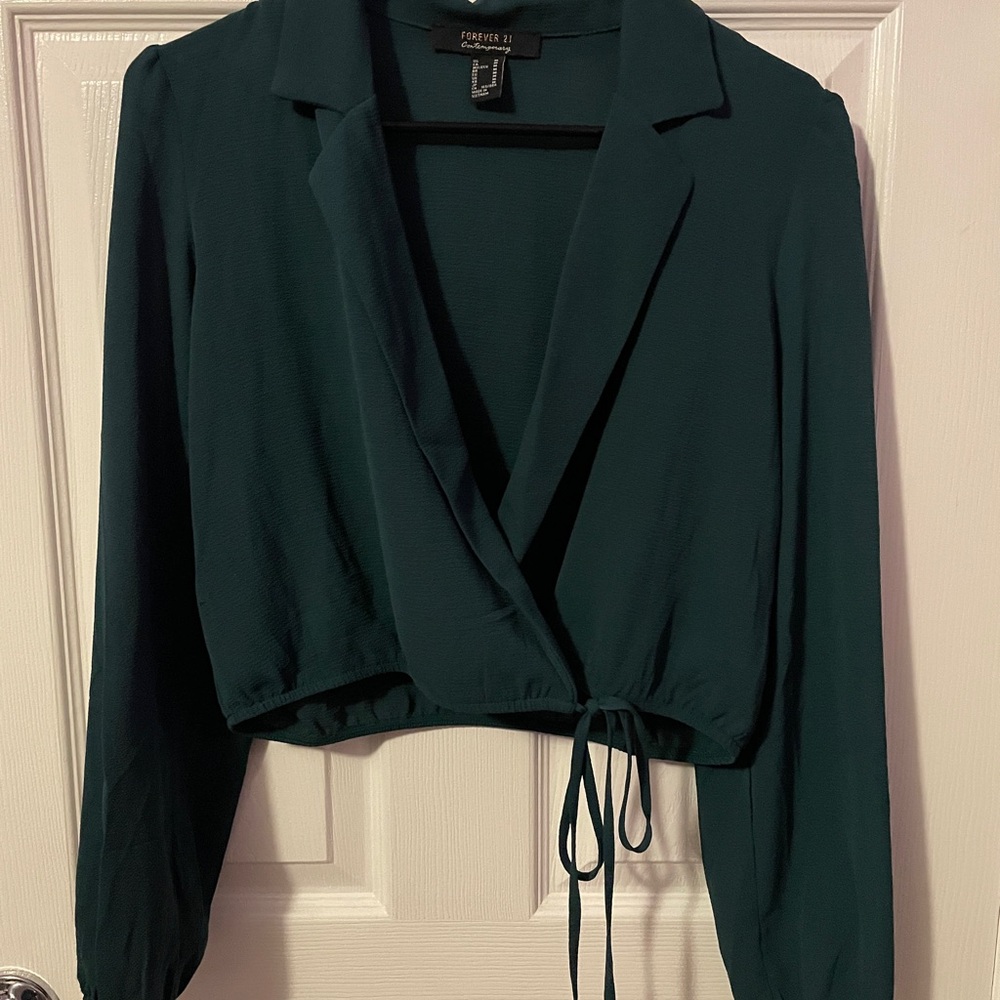 Forever 21 Dark Teal Wrap Blouse